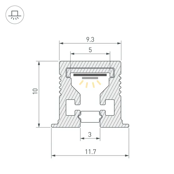 Фото #2 товара Профиль с экраном SL-MINI-3-H10-F12-2000 CHAMPAGNE GOLD (Arlight, Алюминий+пластик)
