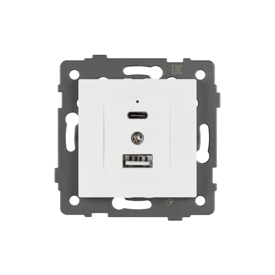 Фото #3 товара Механизм USB розетки SCT-MUAC-PL-WH-V (5V, 3A, QC4) (Arlight, -)