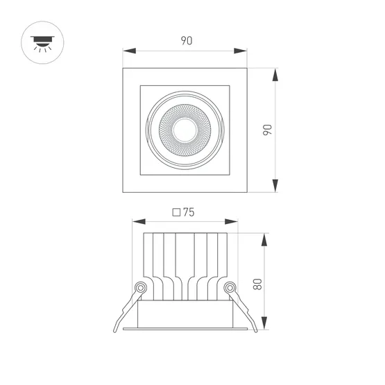 Фото #8 товара Светильник MS-VORTEX-BUILT-S90x90-12W Day4000 (WH-WH, 40 deg, 230V) (Arlight, IP20 Металл, 5 лет)