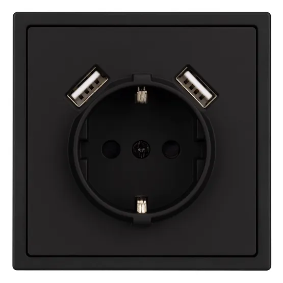 Фото #3 товара Механизм розетки с USB зарядкой SCT-NOBE-MUAA-SFPL-BK (230V, 16A) (Arlight, Черный оникс)