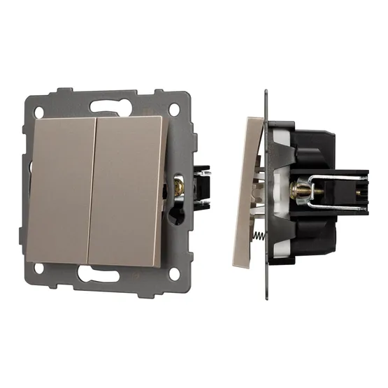 Фото #1 товара Механизм выключателя двухклавишный самовозвратный SWT-MKR2-PL-GD-V (250V, 10A) (Arlight, -)