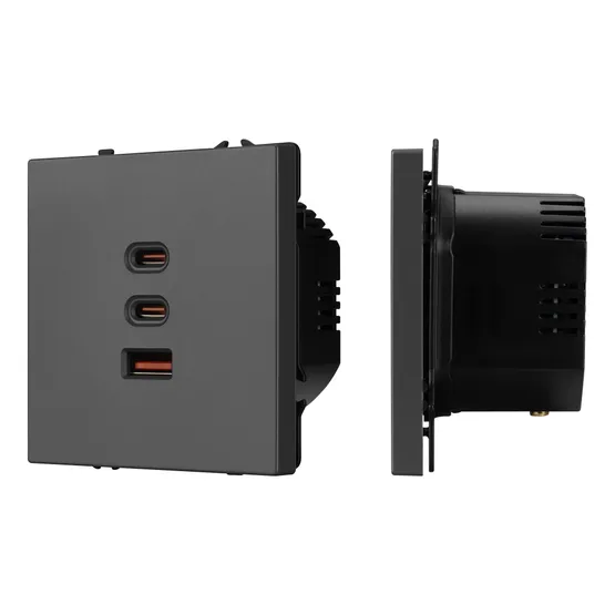 Фото #1 товара Механизм розетки с быстрой USB зарядкой SCT-NOBE-MUACC-SFPL-FC-GR (65W, QC3) (Arlight, -)