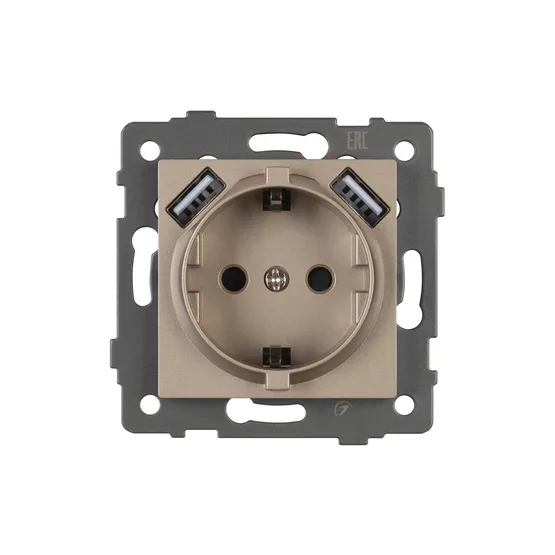 Фото #3 товара Механизм розетки с USB зарядкой SCT-MUAA-PL-GD-V (250V, 16A) (Arlight, -)