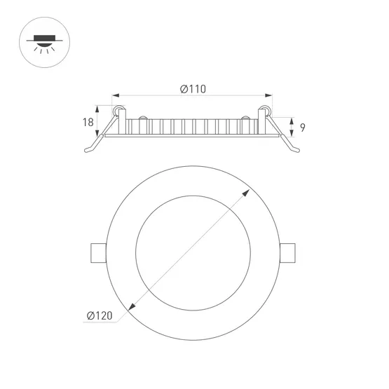 Фото #6 товара Светильник MS-EDGE-R120-6W Warm3000 (WH, 115 deg, 230V) (Arlight, IP44 Металл, 3 года)