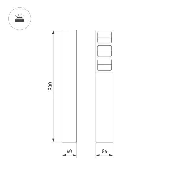 Фото #6 товара Светильник LGD-TILLIS-BOLL-H900-12W Warm3000 (GR, 92 deg, 230V) (Arlight, IP65 Металл, 3 года)