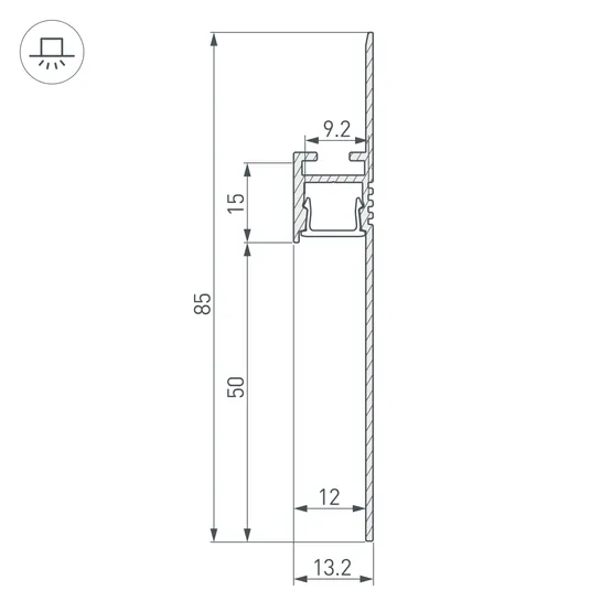 Фото #2 товара Профиль ARH-PLINTUS-50-FANTOM-3000 RAL7044 (Arlight, Алюминий)