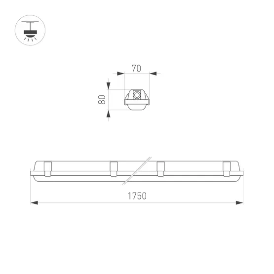 Фото #5 товара Светильник ALT-DALLAS-EMERGENCY-L1750-60W Day4000 (WH, 120 deg, 230V) (Arlight, IP66 Пластик, 5 лет)