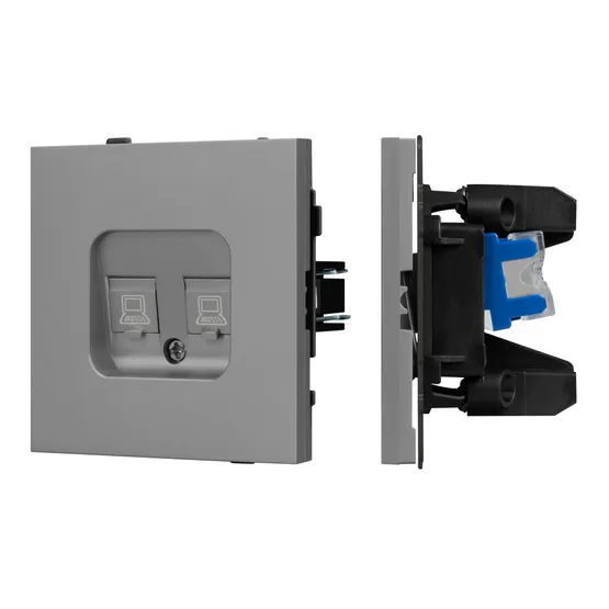 Фото #1 товара Механизм компьютерной розетки двойной SCT-TENDO-MPC2-PL-GR (RJ-45, CAT6) (Arlight, Графитовый)