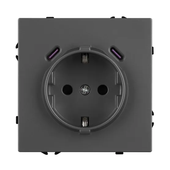 Фото #3 товара ARL NOBE Розетка зк со шторками с USB тип C+С софт-тач серый базальт SCT-MUCC-SFPL-GR (250V, 16A) (Arlight, -)