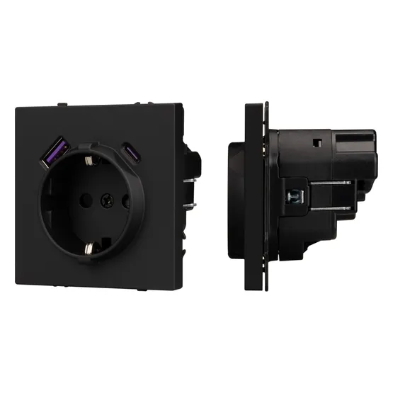 Фото #1 товара Механизм розетки с USB зарядкой SCT-NOBE-MUAC-SFPL-BK (230V, 16A) (Arlight, Черный оникс)