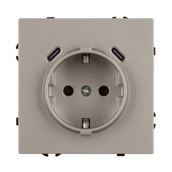 Фото #2 товара ARL NOBE Розетка зк со шторками с USB тип C+С софт-тач кашемир SCT-MUCC-SFPL-CA (250V, 16A) (Arlight, -)
