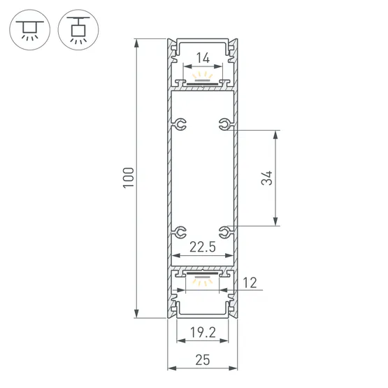 Фото #3 товара Профиль SL-LINE-25100-DUAL-2500 GOLD CHAMPAGNE  (Arlight, Алюминий)