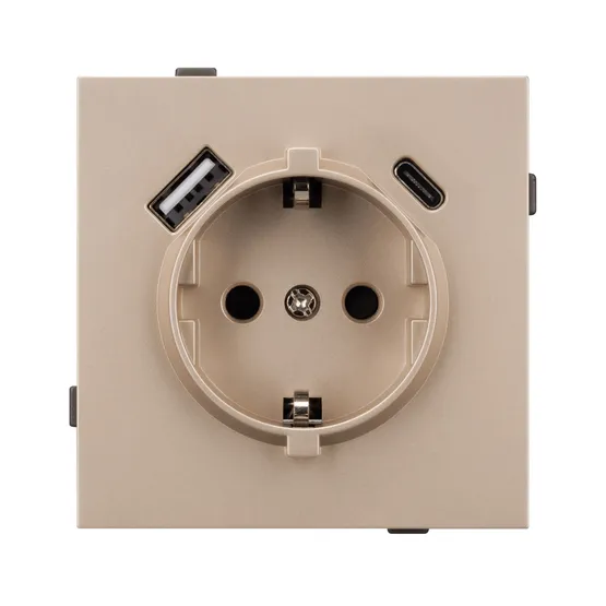 Фото #3 товара Механизм розетки с USB зарядкой SCT-TENDO-MUAC-PL-GD (230V, 16A) (Arlight, Песочный)