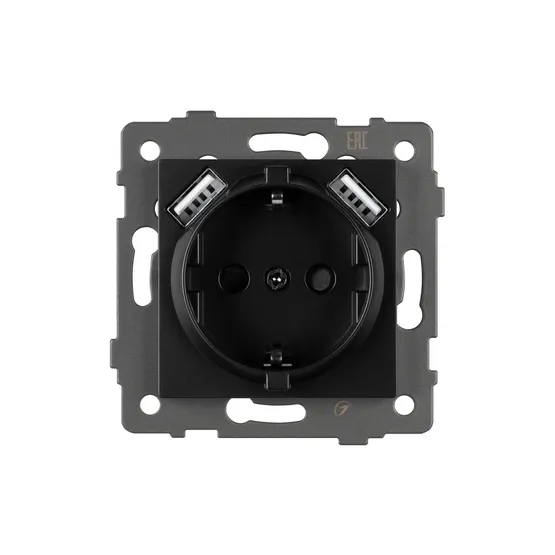 Фото #3 товара Механизм розетки с USB зарядкой SCT-MUAA-PL-BK-V (250V, 16A) (Arlight, -)