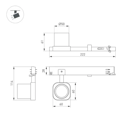 Фото #3 товара Светильник LGD-DIAFILM-4TR-R60-10W Warm2700 (WH, 38 deg, 230V) (Arlight, IP20 Металл, 5 лет)