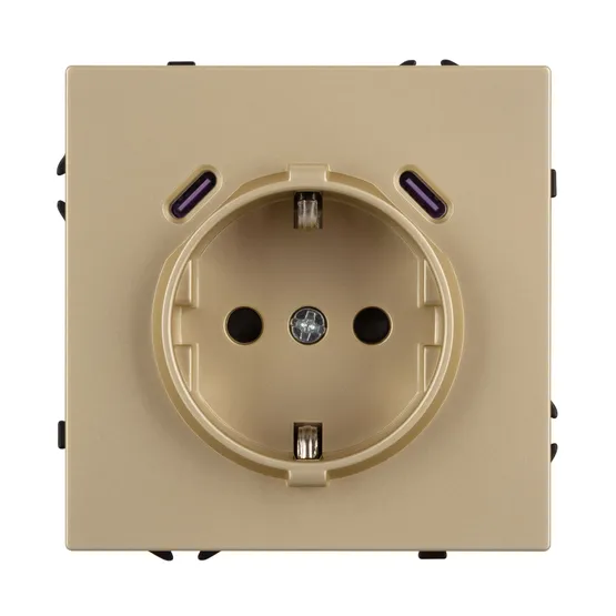 Фото #4 товара ARL NOBE Розетка зк со шторками с USB тип C+С софт-тач золотой песок SCT-MUCC-SFPL-GD (250V, 16A) (Arlight, -)