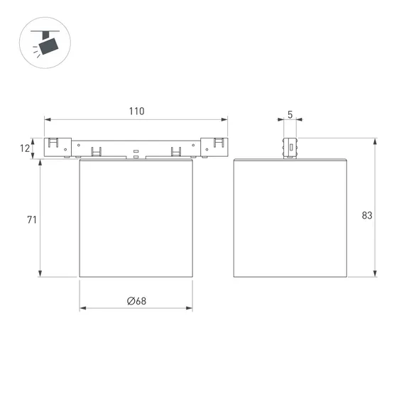 Фото #3 товара Светильник MAG-MICROCOSM-POINT-R68-7W Warm3000 (WH, 36 deg, 24V) (Arlight, IP20 Металл, 5 лет)