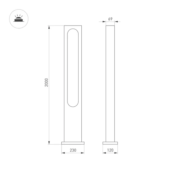 Фото #5 товара Светильник LGD-MUSE-BOLL-H2000-18W Warm3000 (DG, 328 deg, 230V) (Arlight, IP65 Металл, 3 года)
