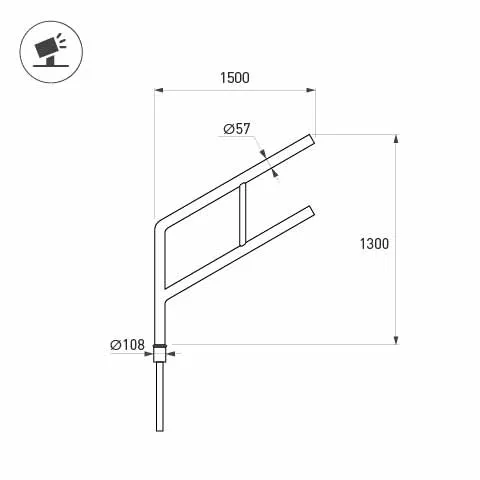 Фото #2 товара Кронштейн OXOR-SG2-1300x108-L1500 BLACK (Arlight, Сталь)