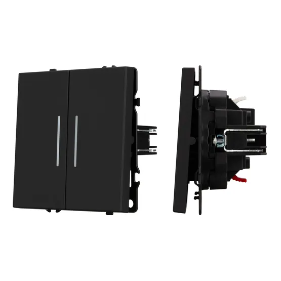 Фото #1 товара Механизм выключателя двухклавишный непроходной LED SWT-NOBE-MK02-SFPL-L-BK (230V, 10A) (Arlight, Черный оникс)