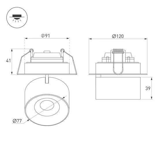 Фото #4 товара Светильник SP-PLURIO-BUILT-TRIMLESS-R120-9W Day4000 (BK-CHR, 36 deg, 230V) (Arlight, IP20 Металл, 3 года)