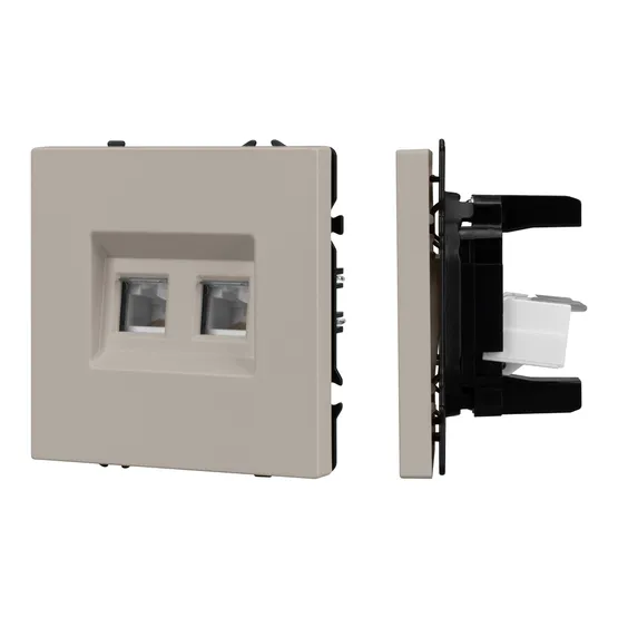 Фото #1 товара Механизм сдвоенной телефонной розетки SCT-NOBE-MTL2-SFPL-CA (RJ-11, 4C) (Arlight, Кашемир)