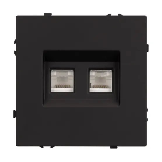 Фото #2 товара Механизм сдвоенной компьютерной розетки SCT-NOBE-MPC2-SFPL-BK (RJ-45, CAT6) (Arlight, Черный оникс)