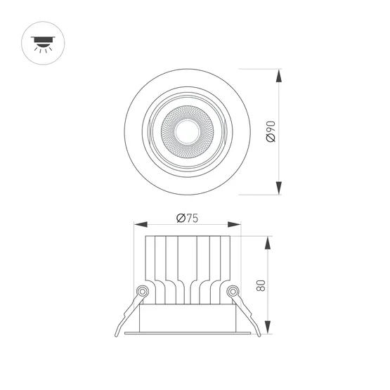 Фото #8 товара Светильник MS-VORTEX-BUILT-R90-12W Warm3000 (WH-WH, 20 deg, 230V) (Arlight, IP20 Металл, 5 лет)