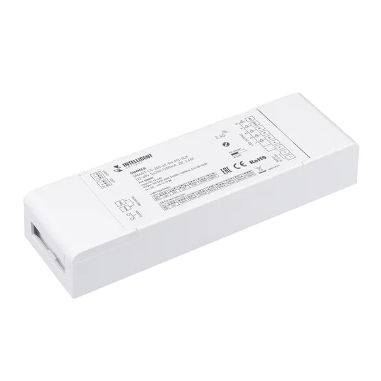 Фото товара INTELLIGENT ARLIGHT Диммер SMART-CC-205-62-SH-PD-SUF (12-48V, 5x350-1200mA, ZB, 2.4G) (IARL, IP20 Пластик, 5 лет)