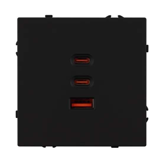 Фото #2 товара Механизм розетки с быстрой USB зарядкой SCT-NOBE-MUACC-SFPL-FC-BK (65W, QC3) (Arlight, -)