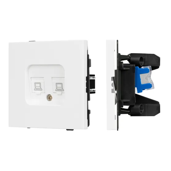 Фото #1 товара Механизм компьютерной розетки двойной SCT-TENDO-MPC2-PL-WH (RJ-45, CAT6) (Arlight, Белый)