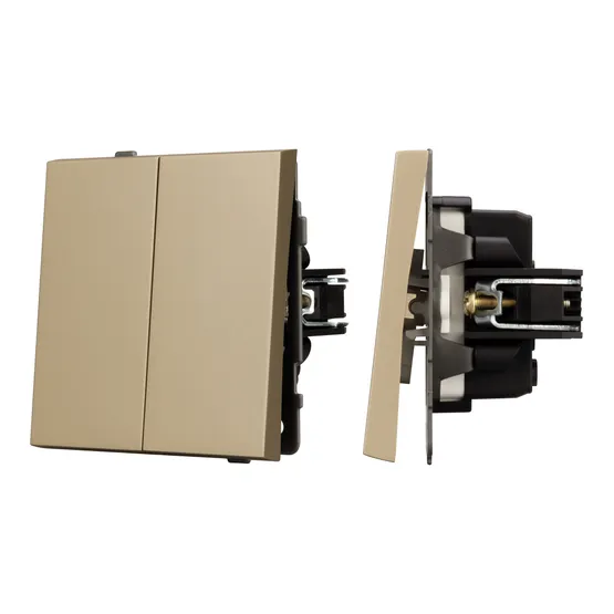 Фото #1 товара Механизм выключателя двухклавишный проходной SWT-TENDO-MKP2-SFPL-GD (230V, 10A) (Arlight, Матовый песочный)