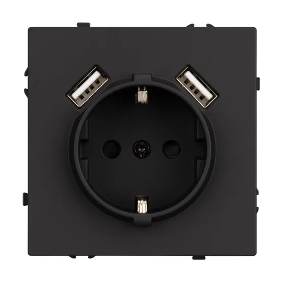 Фото #2 товара Механизм розетки с USB зарядкой SCT-NOBE-MUAA-SFPL-BK (230V, 16A) (Arlight, Черный оникс)