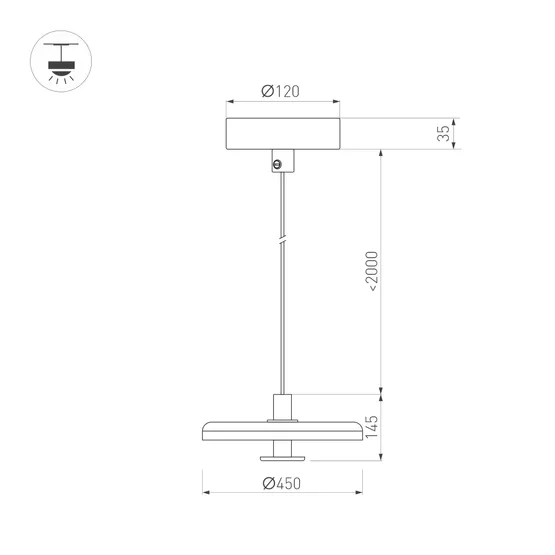 Фото #8 товара Светильник SP-KOTARO-R450-12W Warm3000 (BK-CF, 36 deg, 230V, TRIAC) (Arlight, IP20)