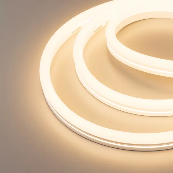 Фото #1 товара Светодиодная лента герметичная MOONLIGHT-SIDE-X336-12x24mm 230V Warm3000 (11 W/m, IP65, 50m, wire x1) (Arlight, Грибовидная форма)