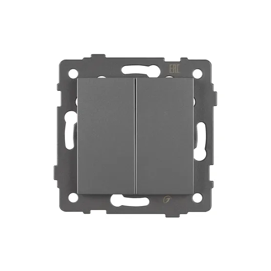 Фото #3 товара Механизм выключателя двухклавишный проходной SWT-MKP2-PL-GR-V (250V, 10A) (Arlight, -)