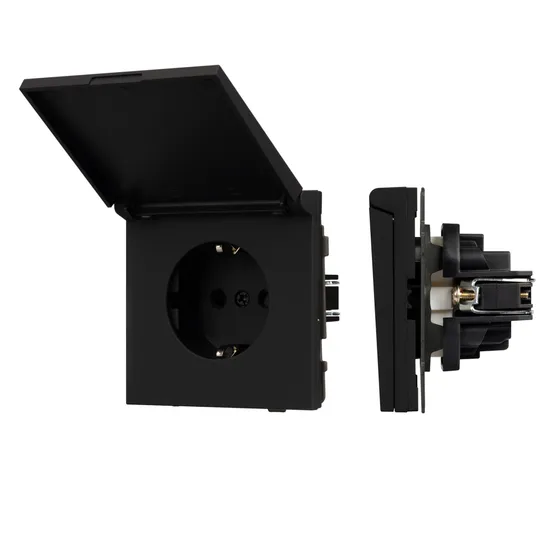 Фото #1 товара Механизм розетки влагозащищённый SCT-TENDO-MCP-SFPL-BK (230V, 16A) (Arlight, Матовый черный)