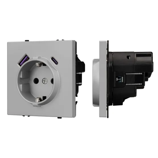 Фото #1 товара Механизм розетки с USB зарядкой SCT-NOBE-MUAC-SFPL-IS (230V, 16A) (Arlight, Никель)