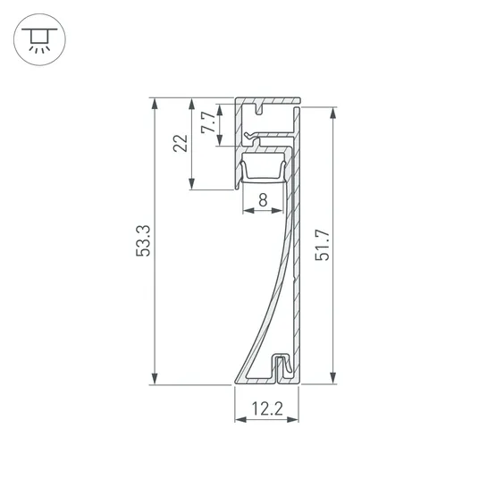 Фото #3 товара Профиль PLINTUS-H54-2000 WHITE (Arlight, Алюминий)