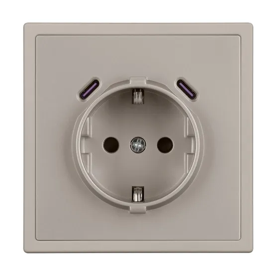 Фото #3 товара ARL NOBE Розетка зк со шторками с USB тип C+С софт-тач кашемир SCT-MUCC-SFPL-CA (250V, 16A) (Arlight, -)