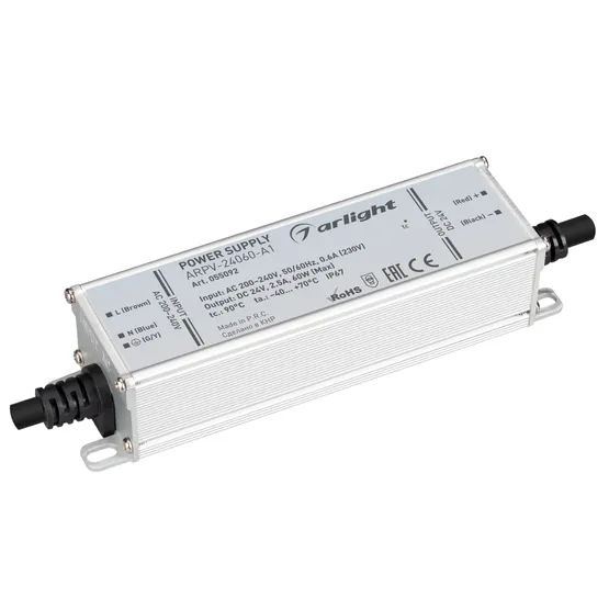 Фото товара Блок питания ARPV-24060-A1 (24V, 2.5A, 60W) (Arlight, IP67 Металл, 3 года)