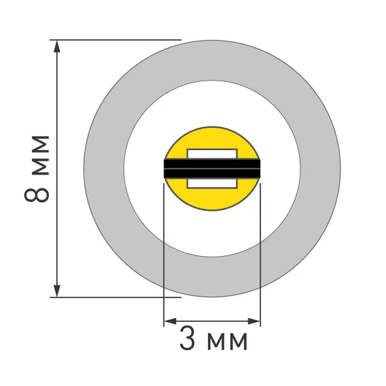 Фото #6 товара Светодиодная лента герметичная LUNA-X960-D8mm 24V Warm3500 (8 W/m, IP65, 360deg, 5m) (Arlight, CRI>90)