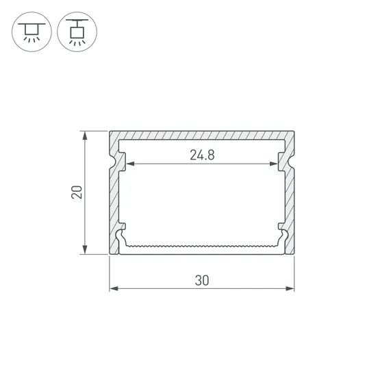 Фото #3 товара Профиль LINE-3020-3000 ANOD (Arlight, Алюминий)