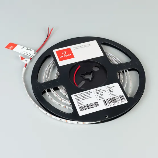 Фото #3 товара Светодиодная лента RT-A120-5mm 12V Yellow (9.6 W/m, IP20, 5m) (Arlight, 9.6 Вт/м, IP20)