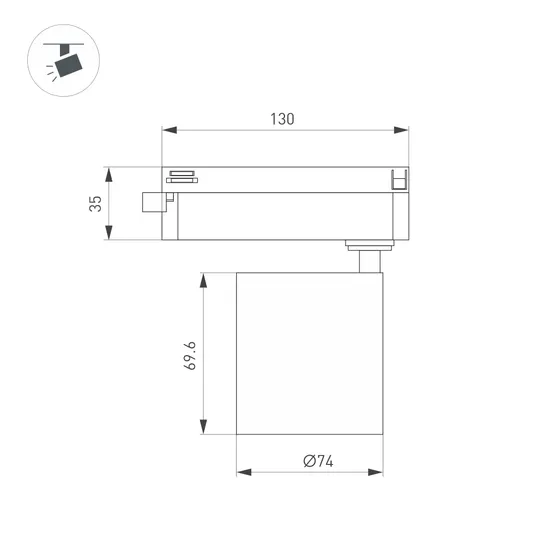 Фото #6 товара Светильник LGD-DYKE-2TR-R75-16W Warm3000 (WH, 38 deg, 230V) (Arlight, IP20 Металл, 5 лет)