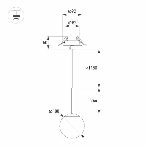 Фото #4 товара Светильник SP-BEADS-HANG-BUILT-T-R100-8W Warm3000 (BK, 180 deg, 230V) (Arlight, IP20 Металл, 5 лет)
