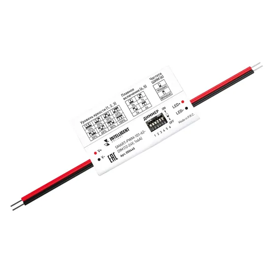 Фото товара INTELLIGENT ARLIGHT Диммер SMART-PWM-101-62-DIM (12-24V, 1x6А) (IARL, IP20 Пластик, 5 лет)