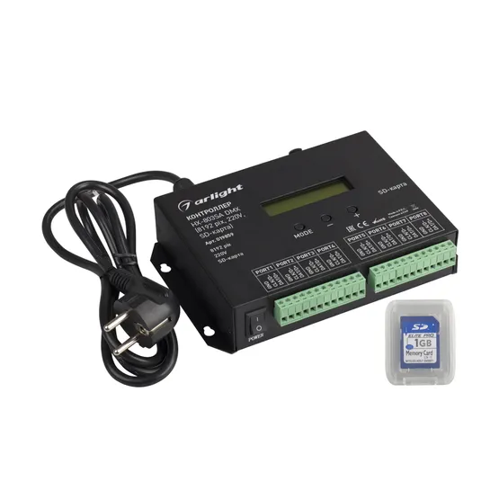 Фото товара Контроллер HX-803SA DMX (8192 pix, 220V, SD-карта) (Arlight, -)
