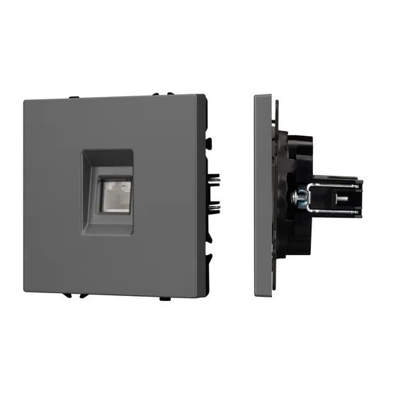 Фото #1 товара Механизм компьютерной розетки SCT-NOBE-MPC1-SFPL-GR (RJ-45, CAT6) (Arlight, Серый базальт)