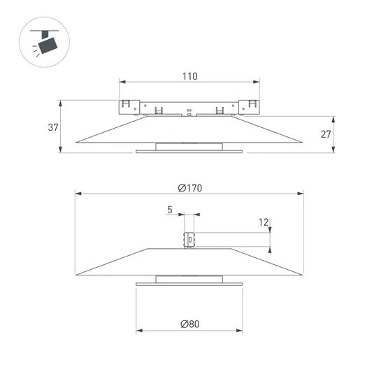 Фото #6 товара Светильник MAG-MICROCOSM-VINYL-R170-7W Day4000 (BK, 150 deg, 24V) (Arlight, IP20 Металл, 5 лет)
